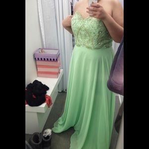 Mint green beaded prom dress